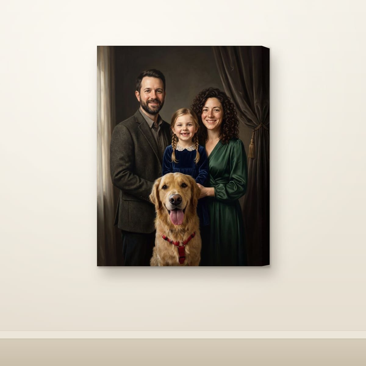 Gallery canvas with a family portrait