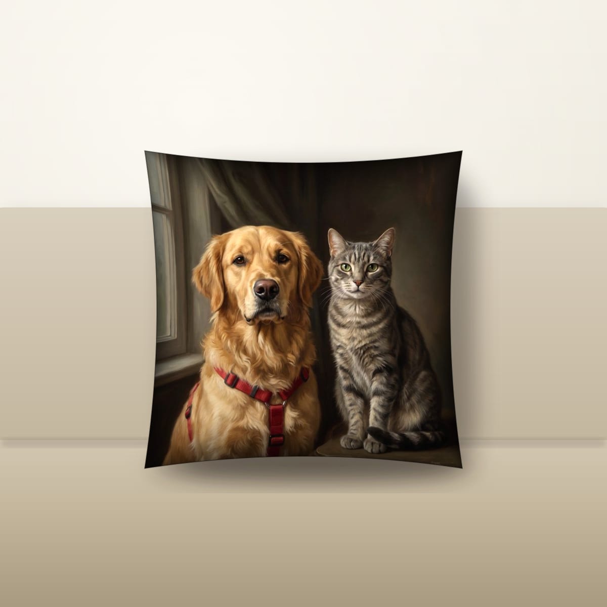 Cushion with a family portrait