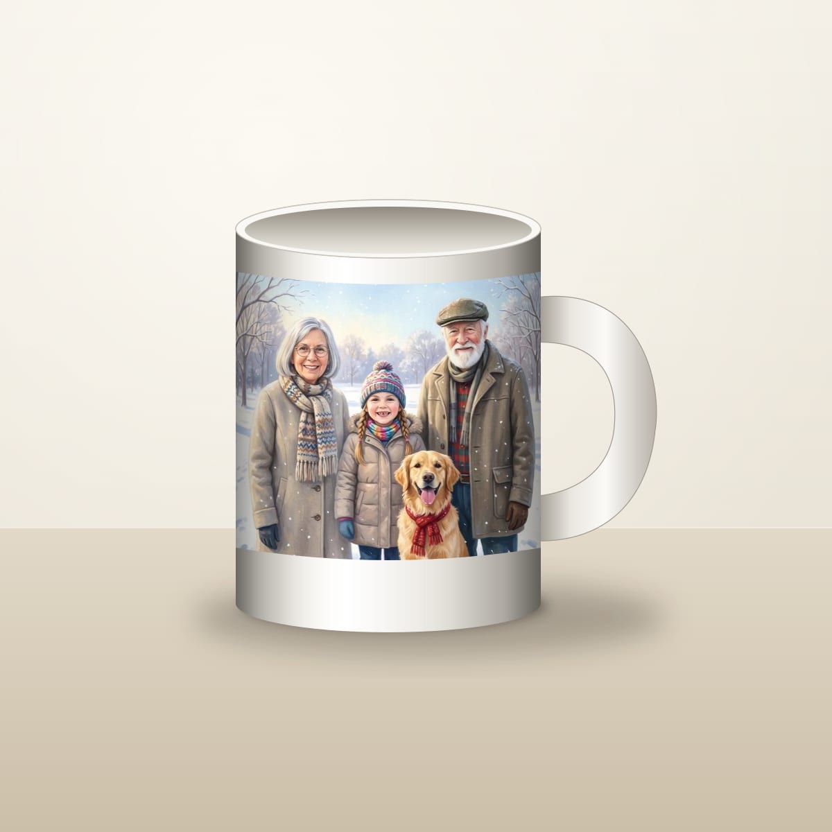 Photo mug with a family portrait